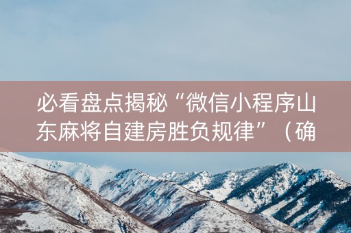 必看盘点揭秘“微信小程序山东麻将自建房胜负规律”（确实有插件吗)