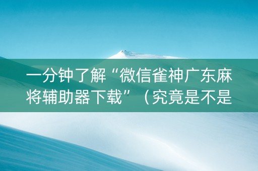 一分钟了解“微信雀神广东麻将辅助器下载”（究竟是不是有挂)