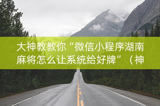 大神教教你“微信小程序湖南麻将怎么让系统给好牌”（神器通用版)