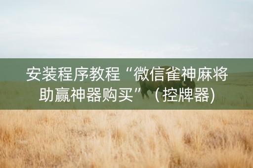 安装程序教程“微信雀神麻将助赢神器购买”（控牌器)