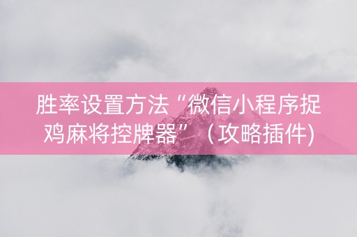 胜率设置方法“微信小程序捉鸡麻将控牌器”（攻略插件)