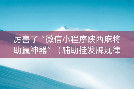 厉害了“微信小程序陕西麻将助赢神器”（辅助挂发牌规律)