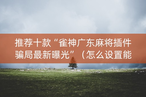 推荐十款“雀神广东麻将插件骗局最新曝光”（怎么设置能有好牌)