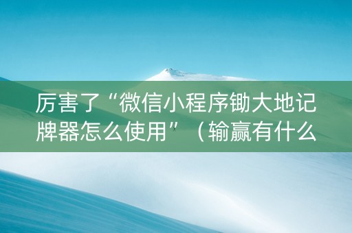 厉害了“微信小程序锄大地记牌器怎么使用”（输赢有什么规律)