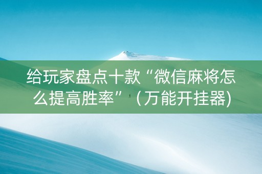 给玩家盘点十款“微信麻将怎么提高胜率”（万能开挂器)