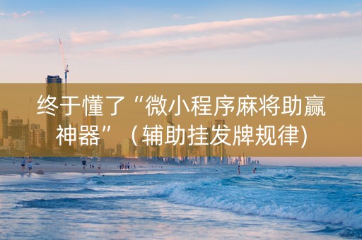 终于懂了“微小程序麻将助赢神器”（辅助挂发牌规律)