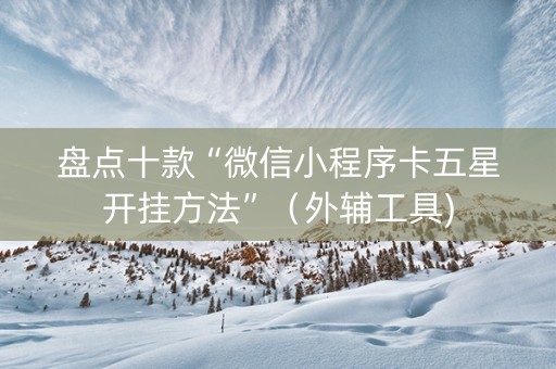 盘点十款“微信小程序卡五星开挂方法”（外辅工具)