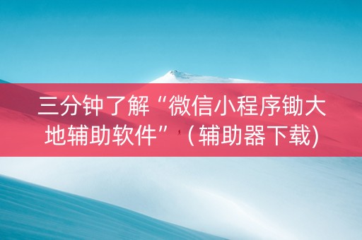 三分钟了解“微信小程序锄大地辅助软件”（辅助器下载)
