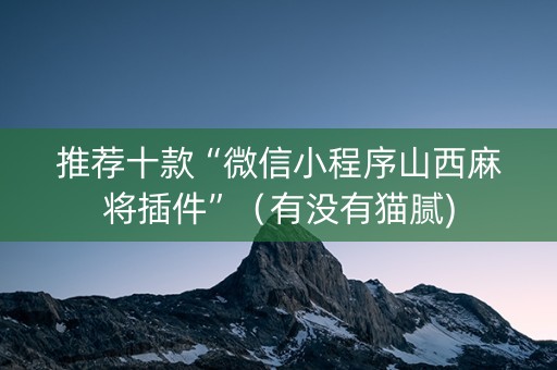 推荐十款“微信小程序山西麻将插件”（有没有猫腻)