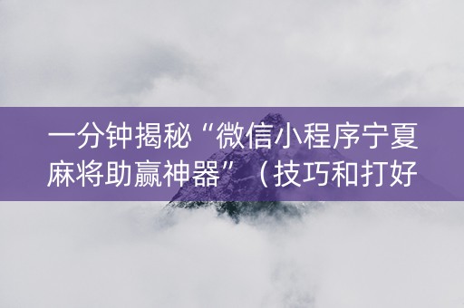 一分钟揭秘“微信小程序宁夏麻将助赢神器”（技巧和打好牌方法)