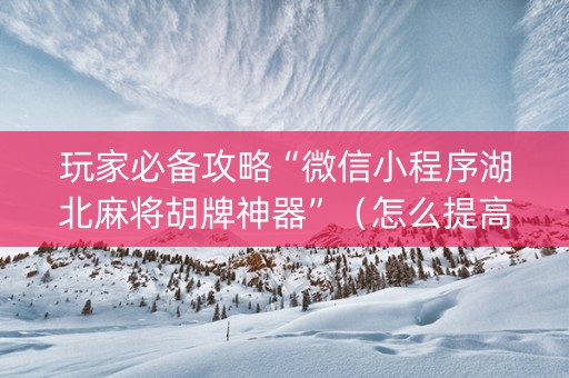 玩家必备攻略“微信小程序湖北麻将胡牌神器”（怎么提高胜率)