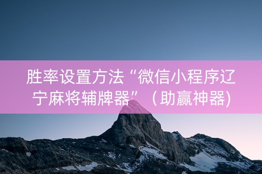 胜率设置方法“微信小程序辽宁麻将辅牌器”（助赢神器)