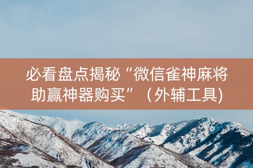 必看盘点揭秘“微信雀神麻将助赢神器购买”（外辅工具)