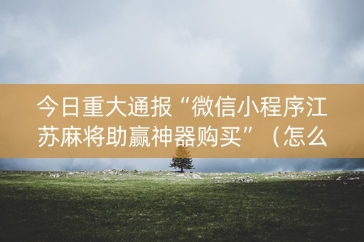 今日重大通报“微信小程序江苏麻将助赢神器购买”（怎么能让牌好一点)