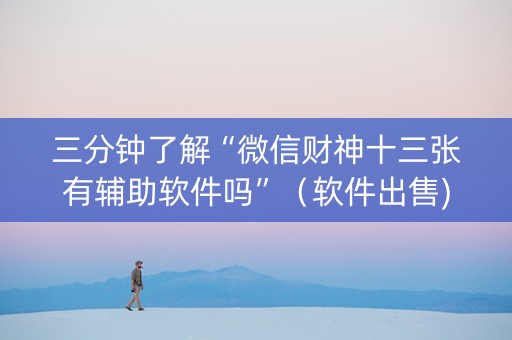 三分钟了解“微信财神十三张有辅助软件吗”（软件出售)