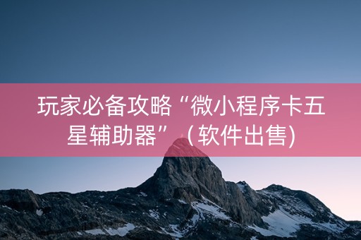 玩家必备攻略“微小程序卡五星辅助器”（软件出售)