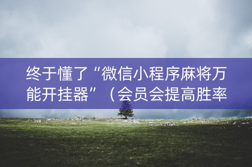 终于懂了“微信小程序麻将万能开挂器”（会员会提高胜率吗)