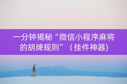 一分钟揭秘“微信小程序麻将的胡牌规则”（挂件神器)