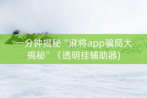 一分钟揭秘“麻将app骗局大揭秘”（透明挂辅助器)