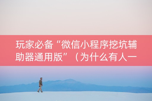 玩家必备“微信小程序挖坑辅助器通用版”（为什么有人一直赢)