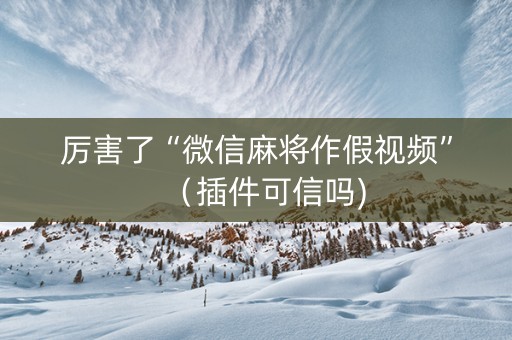 厉害了“微信麻将作假视频”（插件可信吗)