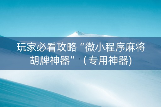 玩家必看攻略“微小程序麻将胡牌神器”（专用神器)