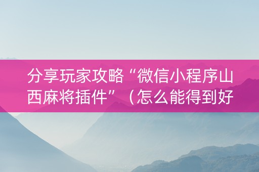 分享玩家攻略“微信小程序山西麻将插件”（怎么能得到好牌)