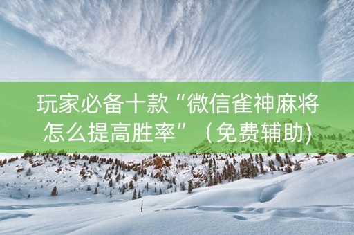 玩家必备十款“微信雀神麻将怎么提高胜率”（免费辅助)