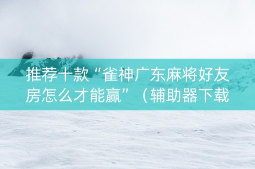 推荐十款“雀神广东麻将好友房怎么才能赢”（辅助器下载)