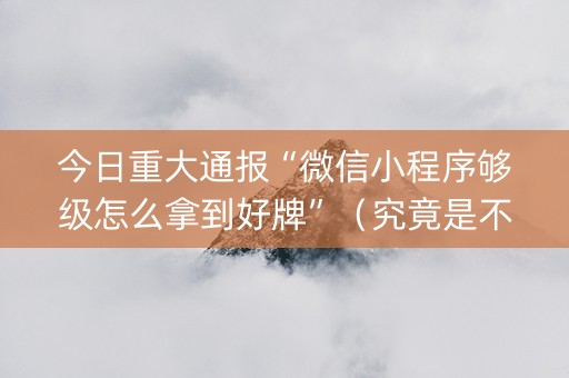 今日重大通报“微信小程序够级怎么拿到好牌”（究竟是不是有挂)