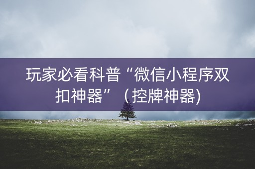 玩家必看科普“微信小程序双扣神器”（控牌神器)