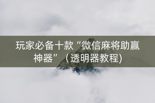 玩家必备十款“微信麻将助赢神器”（透明器教程)
