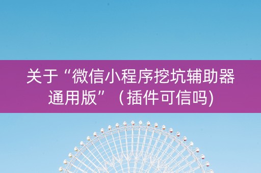 关于“微信小程序挖坑辅助器通用版”（插件可信吗)