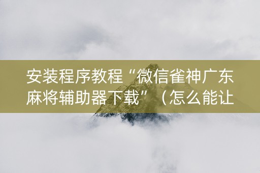 安装程序教程“微信雀神广东麻将辅助器下载”（怎么能让牌好一点)