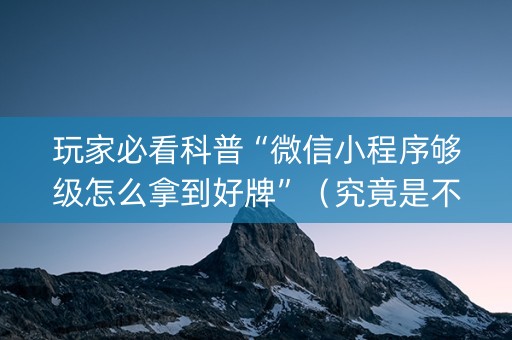 玩家必看科普“微信小程序够级怎么拿到好牌”（究竟是不是有挂)