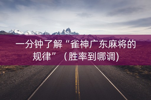 一分钟了解“雀神广东麻将的规律”（胜率到哪调)