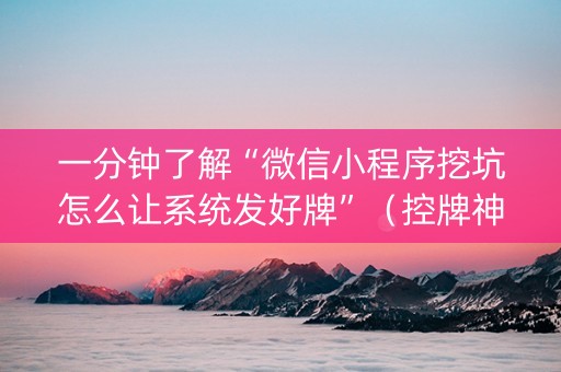 一分钟了解“微信小程序挖坑怎么让系统发好牌”（控牌神器)