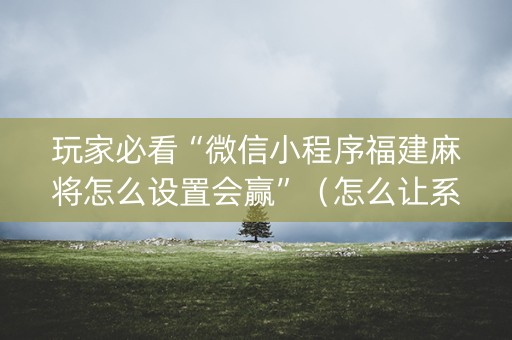 玩家必看“微信小程序福建麻将怎么设置会赢”（怎么让系统给你发好牌)