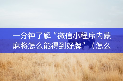 一分钟了解“微信小程序内蒙麻将怎么能得到好牌”（怎么能调好牌)
