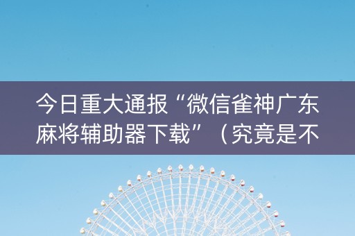 今日重大通报“微信雀神广东麻将辅助器下载”（究竟是不是有挂)
