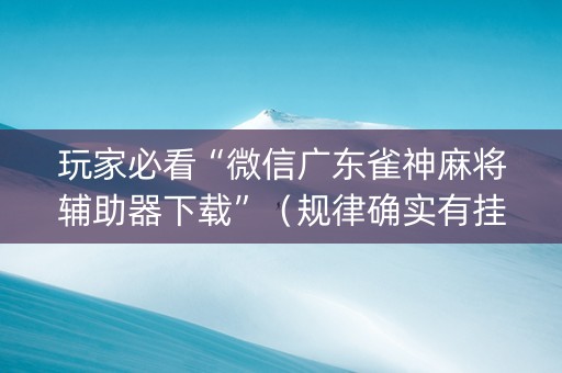 玩家必看“微信广东雀神麻将辅助器下载”（规律确实有挂)