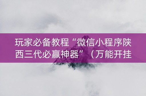 玩家必备教程“微信小程序陕西三代必赢神器”（万能开挂器)