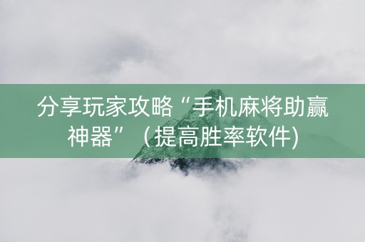 分享玩家攻略“手机麻将助赢神器”（提高胜率软件)