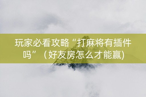 玩家必看攻略“打麻将有插件吗”（好友房怎么才能赢)