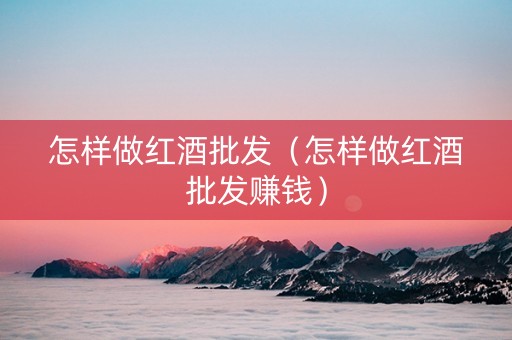 怎样做红酒批发（怎样做红酒批发赚钱）