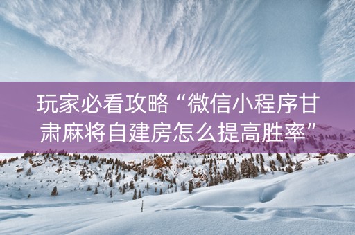 玩家必看攻略“微信小程序甘肃麻将自建房怎么提高胜率”（辅牌器插件购买)