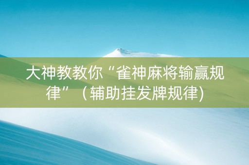 大神教教你“雀神麻将输赢规律”（辅助挂发牌规律)