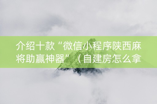 介绍十款“微信小程序陕西麻将助赢神器”（自建房怎么拿好牌)