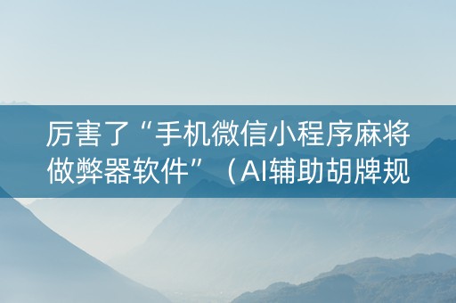 厉害了“手机微信小程序麻将做弊器软件”（AI辅助胡牌规则)
