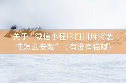 关于“微信小程序四川麻将装挂怎么安装”（有没有猫腻)